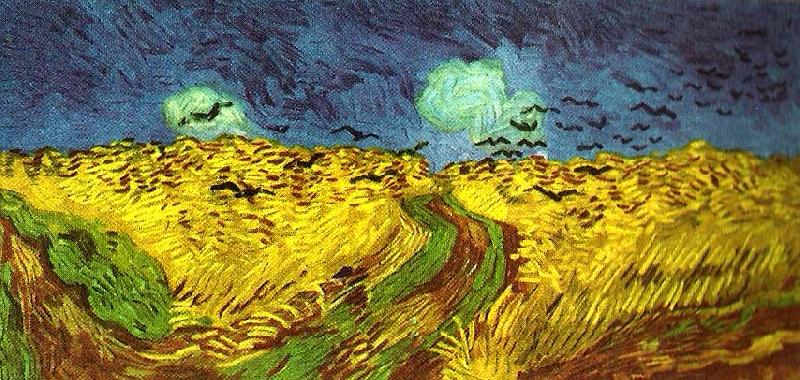 Vincent Van Gogh korpar flygande over sadesfalt Spain oil painting art